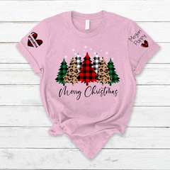 Lofaris Custom Plaid Christmas Tree Grandma And Kids T - Shirt