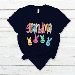 Lofaris Custom Plaid Grandma Kids Bunny Easter Day T-Shirt