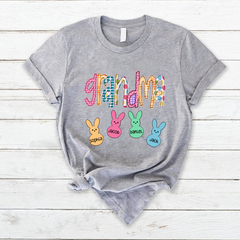 Lofaris Custom Plaid Grandma Kids Bunny Easter Day T-Shirt