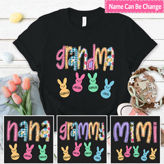 Lofaris Custom Plaid Grandma Kids Bunny Easter Day T-Shirt