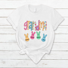 Lofaris Custom Plaid Grandma Kids Bunny Easter Day T-Shirt