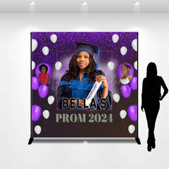 Lofaris Custom Purple Balloon Congrats Grad 2024 Backdrop