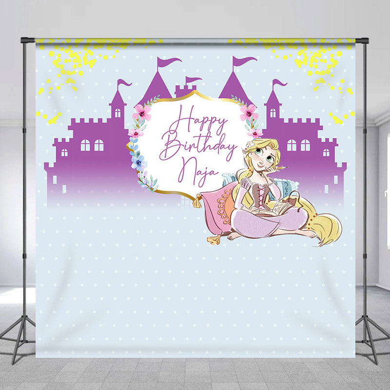 Lofaris Custom Purple Castle Princess Birthday Backdrop