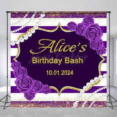 Lofaris Custom Purple Floral Birthday Bash Party Backdrop