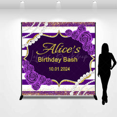 Lofaris Custom Purple Floral Birthday Bash Party Backdrop