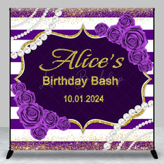 Lofaris Custom Purple Floral Birthday Bash Party Backdrop