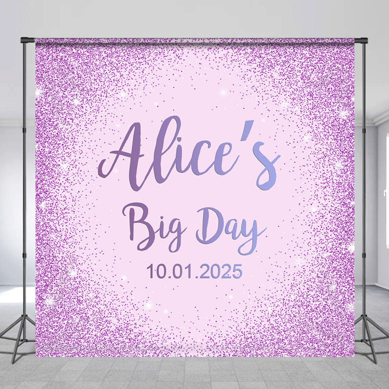 Lofaris Custom Purple Glitter Big Day Birthday Party Backdrop