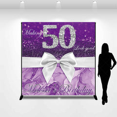 Lofaris Custom Purple Glitter Diamond 50th Birthday Backdrop