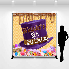 Lofaris Custom Purple Hat Candy Land 8th Birthday Backdrop