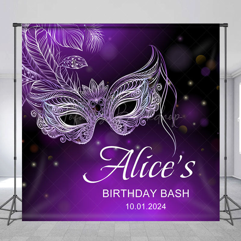 Lofaris Custom Purple Mask Masquerade Birthday Bash Backdrop