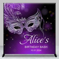 Lofaris Custom Purple Mask Masquerade Birthday Bash Backdrop