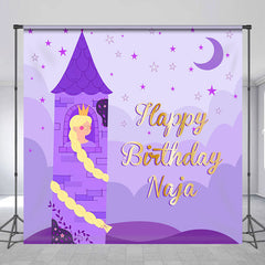 Lofaris Custom Purple Night Castle Girl Birthday Backdrop