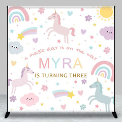 Lofaris Custom Rainbow Horse Cloud 3rd Birthday Backdrop