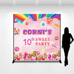 Lofaris Custom Rainbow Lollipop 10th Sweet Birthday Backdrop