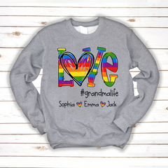 Lofaris Custom Rainbow Love Grandmalife And Kids Sweatshirt