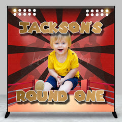 Lofaris Custom Red Boxing Ring Round One Birthday Backdrop