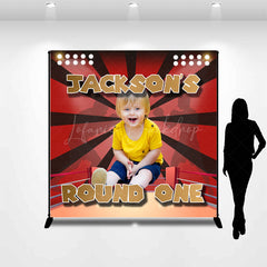 Lofaris Custom Red Boxing Ring Round One Birthday Backdrop