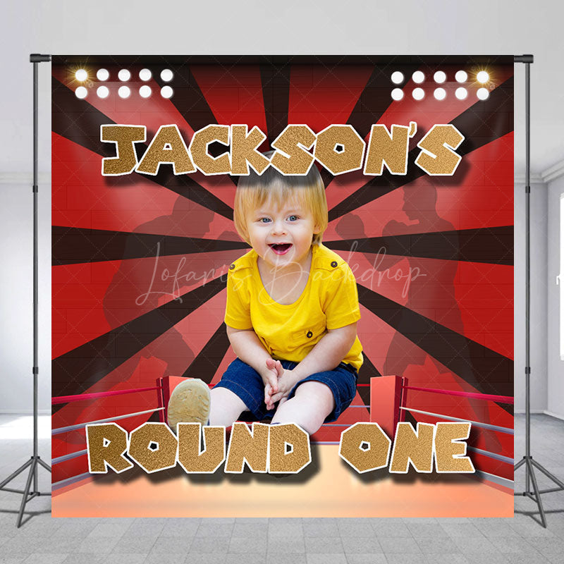 Lofaris Custom Red Boxing Ring Round One Birthday Backdrop