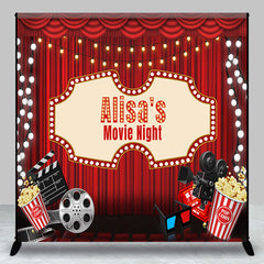 Lofaris Custom Red Curtain Cinema Movie Night Party Backdrop