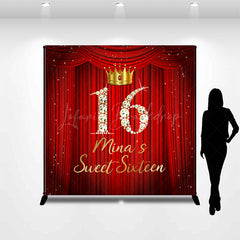 Lofaris Custom Red Curtain Diamond 16th Birthday Backdrop