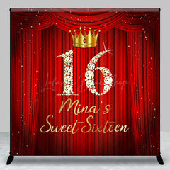 Lofaris Custom Red Curtain Diamond 16th Birthday Backdrop