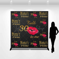 Lofaris Custom Red Lips Black Leather 30th Birthday Backdrop