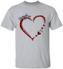 Lofaris Custom Red Plaid Heart Grandma And Kids T - Shirt