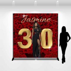 Lofaris Custom Red Rose Gold 30th Birthday Photo Backdrop