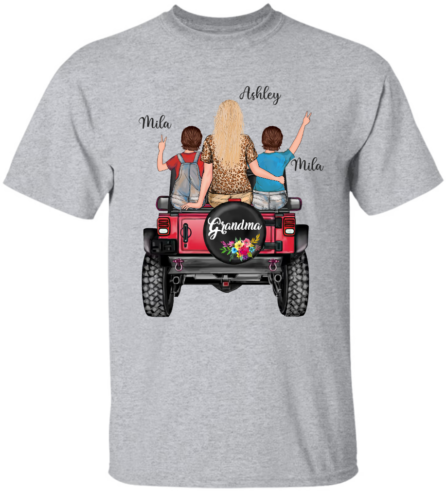 Lofaris Custom Red Truck Grandma And Kids Family Gift T - Shirt