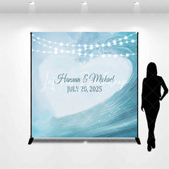 Lofaris Custom Romantic Blue Heart Light Wedding Backdrop