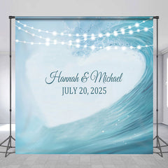 Lofaris Custom Romantic Blue Heart Light Wedding Backdrop