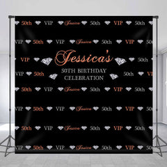 Lofaris Custom Rose Gold Black Diamond 50th Birthday Backdrop