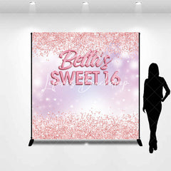 Lofaris Custom Rose Gold Glitter Sweet 16 Birthday Backdrop