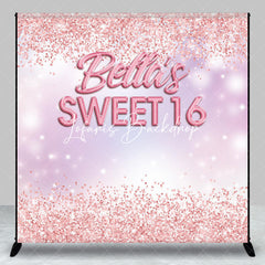 Lofaris Custom Rose Gold Glitter Sweet 16 Birthday Backdrop