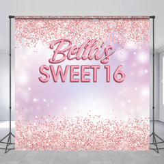 Lofaris Custom Rose Gold Glitter Sweet 16 Birthday Backdrop