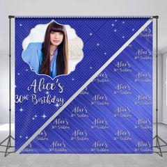 Lofaris Custom Royal Blue Step Repeat 30th Birthday Backdrop