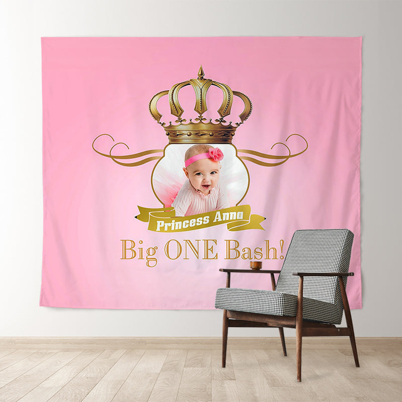 Lofaris Custom Royal Princess Pink 1st Birthday Backdrop