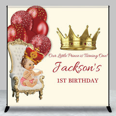 Lofaris Custom Royal Red Gold Prince First Birthday Backdrop