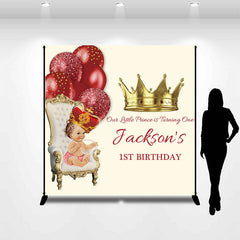 Lofaris Custom Royal Red Gold Prince First Birthday Backdrop