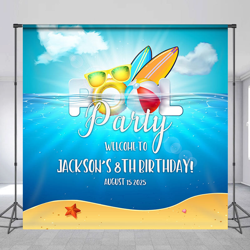 Lofaris Custom Sea Pool Party Birthday Backdrop For Kids