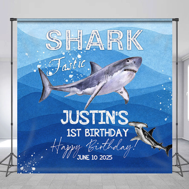 Lofaris Custom Shark Summer Sea Birthday Backdrop For Kids