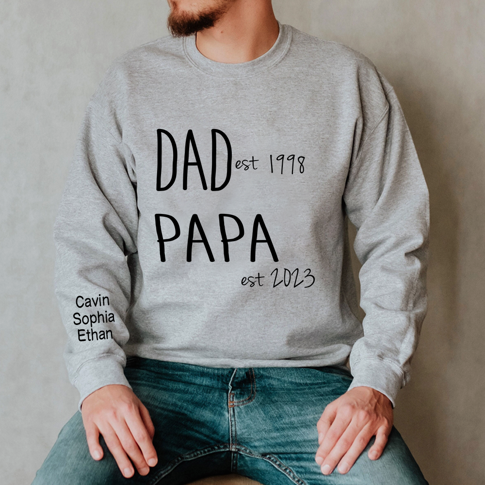 Lofaris Custom Simple Dad Papa Est Kids Family Gift Sweatshirt