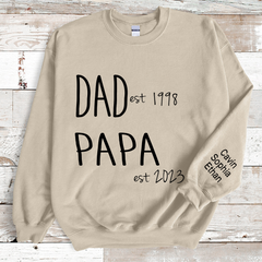 Lofaris Custom Simple Dad Papa Est Kids Family Gift Sweatshirt