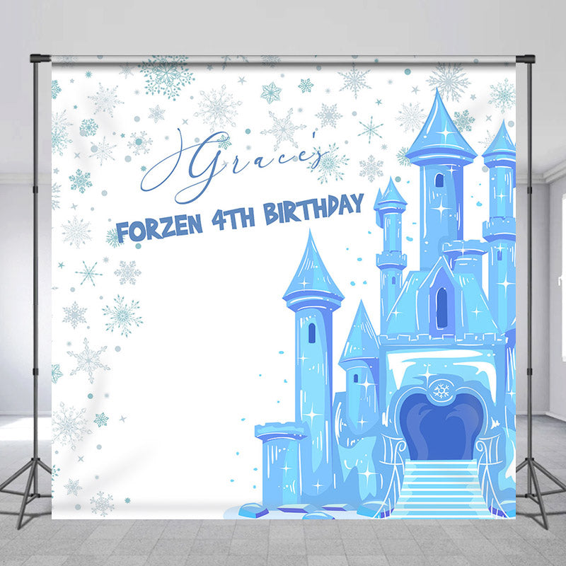 Lofaris Custom Snowflake Castle Frozen 4th Birthday Backdrop