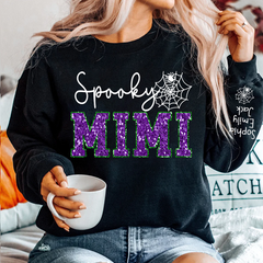 Lofaris Custom Spooky Mimi Halloween Giltter Sweatshirt