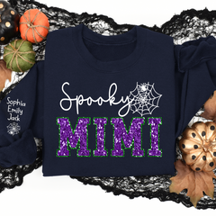 Lofaris Custom Spooky Mimi Halloween Giltter Sweatshirt