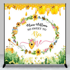 Lofaris Custom Spring Floral Sweet Bee First Birthday Backdrop