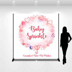 Lofaris Custom Sprinkle Pink Hearts Baby Shower Backdrop