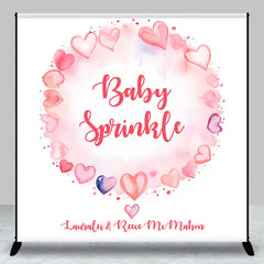 Lofaris Custom Sprinkle Pink Hearts Baby Shower Backdrop