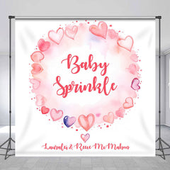 Lofaris Custom Sprinkle Pink Hearts Baby Shower Backdrop